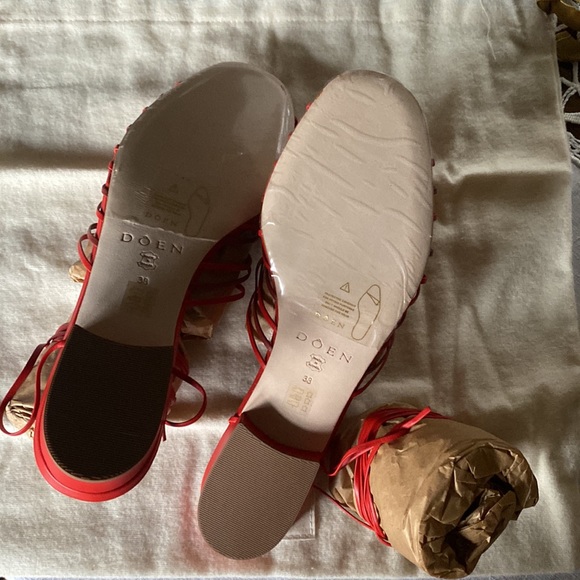 NWT Dôen Casimira Leather Sandal Red Nappa Size 38 - Picture 3 of 11